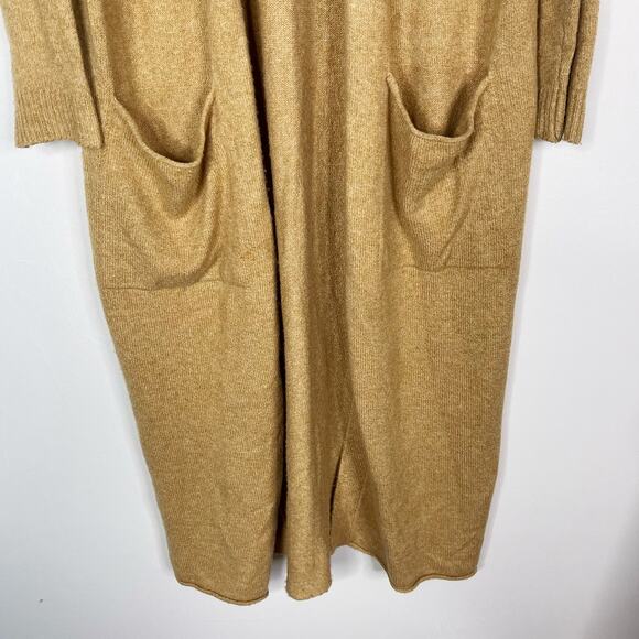 Lou & Grey Small S Camel Tan Wool Blend Long Length Open Front Cardigan Sweater - Picture 4 of 8